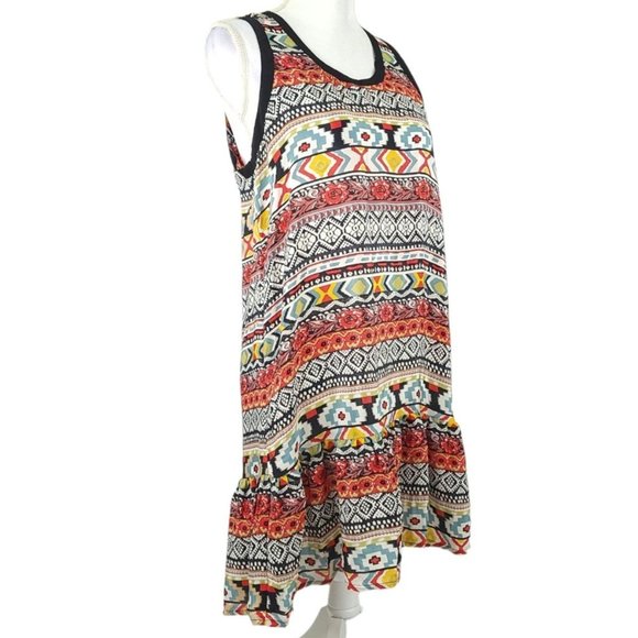 Tolani Mini Dress Tunic Top Womens Size M Sleeveless Floral Boho Sleeveless Silk - Picture 2 of 9